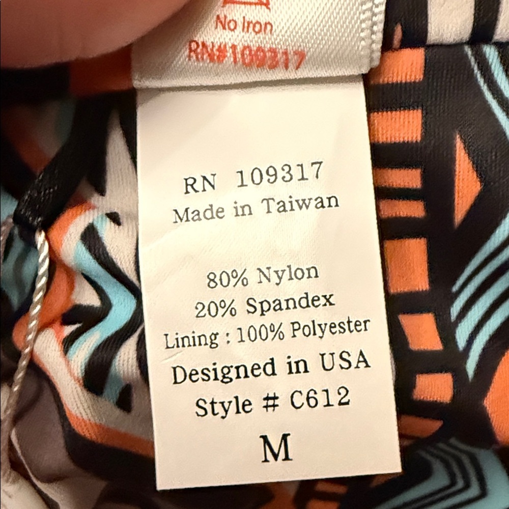 Swim Systems Orange Tribal Print Women's Gidget Bralette Swim Top Size Medium - Picture 4 of 4